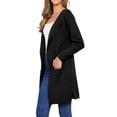 thumbnail image 4 of Suéter cárdigan para mujeres, abrigo de otoño, abierto al frente, de manga larga, abrigo de punto medio largo, chaqueta M negra, 4 of 6