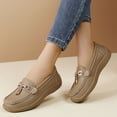 thumbnail image 5 of Domzle Women's Comfortable & Lightweight Faux Leather Penny Loafers Slip-Ons Cute Business Casual Dress Shoes Work Office Flats Everyday Walking Shoes Driving for Women Khaki, 5 of 6