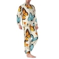 thumbnail image 2 of Salouo Butterflies Print Button-Front Long Sleeve Pajama Set for Men, Soft 2Pjs Men's Long Sleeve Sleepwear-Small, 2 of 7