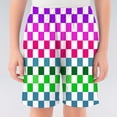 thumbnail image 2 of CUZIBR Boys Shorts Rainbow Color Checkerboard Print Athletic Beach Casual Elastic Waist Loose Lightweight Sport Short Pants For Boys Summer Fashionable Holiday Daily Wear,Dark Purple,3-4 Years, 2 of 4