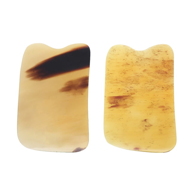 2 piezas de placa cuadrada creativa de cuerno de buey para masaje de cuerno de escalpelo para acupuntura de spa, color aleatorio