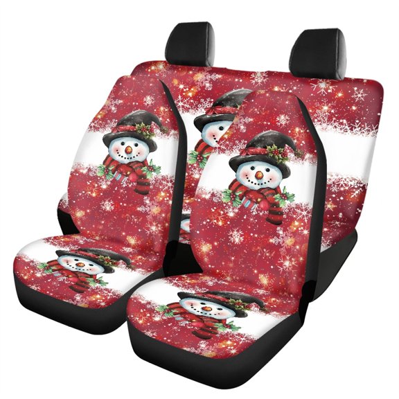 Pzuqiu Snowman and Snowflake Car Seat Covers Set Fashion, for Automotive Seats SUV Seats Sedan Seats Suitable for most Cars Sedans