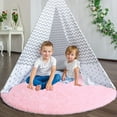 thumbnail image 4 of Junovo Round Fluffy Area Rugs For Kids Girls Princess Castle Plush Shaggy Carpet Cute Circle Nursery Rug For Kids Room Bedroom Living Room,4'x4',Pink, 4 of 7