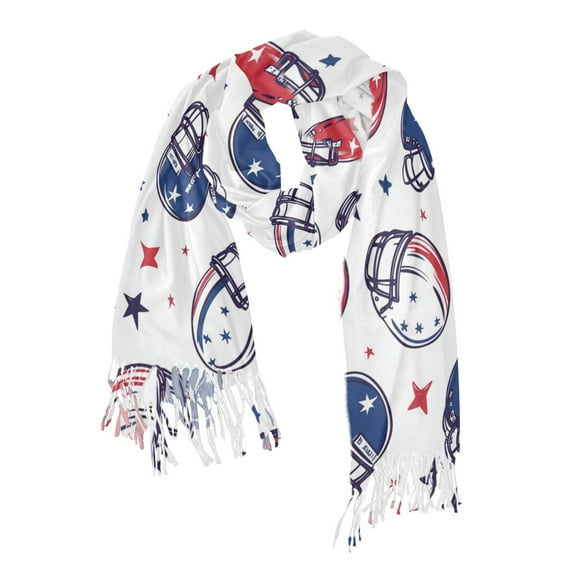 FORMRS Womens Scarf Winter Soft Long Big Warm Shawls Wrap Tassel Scarves, Cartoon American Football Helmets