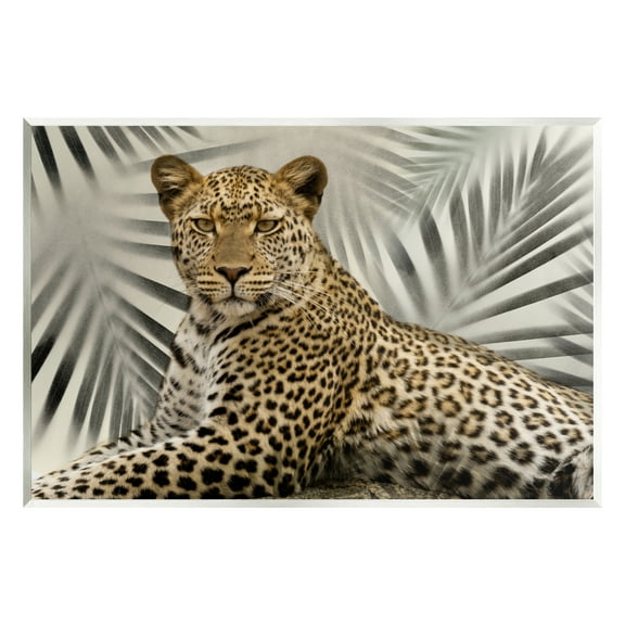 Stupell Industries Leopard with Palm Fronds Animals & Insects Painting Unframed Art Print Wall Art, 15 x 10