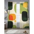 thumbnail image 2 of Abstract Geometric Sheer Curtains 84 Inch Length 2 Panels Set, Green Vintage Art Aesthetic Voile Window Treatment Rod Pocket Curtains Sheers Drapes for Bedroom/Living Room/Kitchen 52"x84"x2, 2 of 7