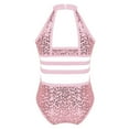 thumbnail image 2 of Lejafay Girls Kids Sparkly Sequins High Mock Neck Cutout Back Tank Leotard for Gymnastics Ballet Pink 8, 2 of 7