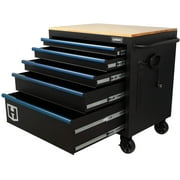 Hart 36-In W x 24-In D 5-Drawer Mobile Tool Chest Workbench W/ Wood Top, Garage Use