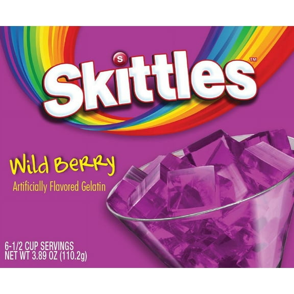 Skittles Wild Berry Gelatin Mix, 6 Servings, 3.89 oz Cardboard Box
