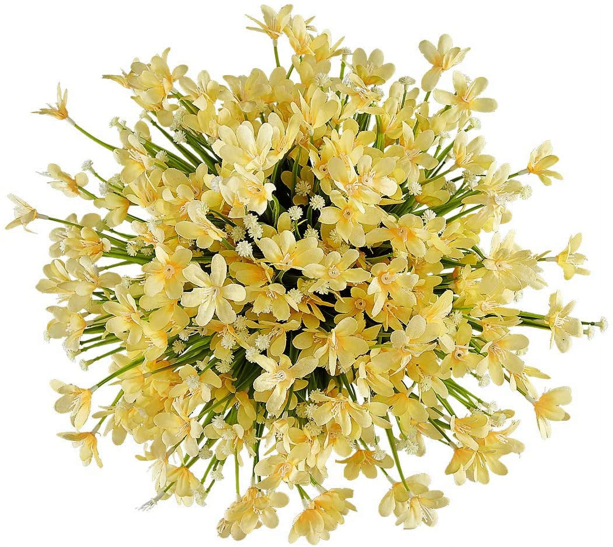 Morttic 12 Bundles Artificial Daffodils Flowers, Outdoor  UV Resistant Fake Artificial Greenery No Fade Faux Plastic Plants for Home Garden Kitchen Office Table Vase (Red)