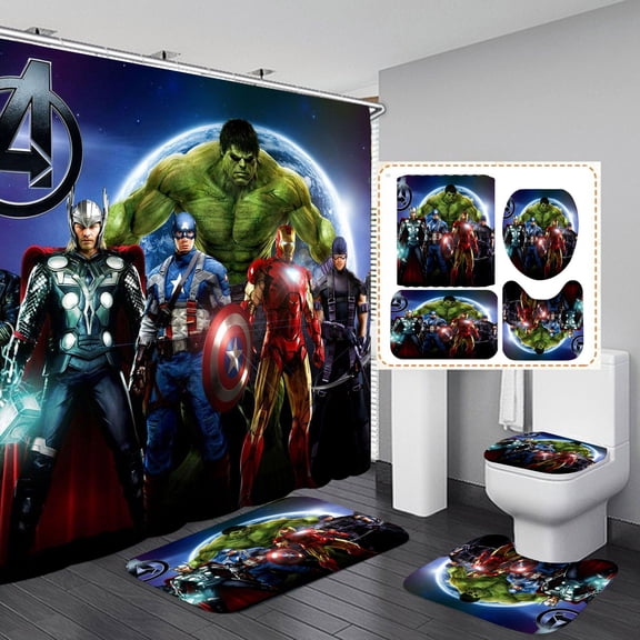 Avengers Shower Curtain 72" x 72" Bathroom 4 Pieces Set Bathroom Decor
