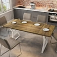 thumbnail image 2 of 70.8" Farmhouse Dining Table for 6-8, Rectangular Wood Kitchen Table with Waterproof Top & Heavy Duty Metal Legs, for Dining Room, Walnut, 2 of 7