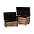 thumbnail image 2 of Baxton Studio Marelli Rustique Brun Foncé Similicuir Rembourré Ensemble de 2 Poufs de Rangement en Bois 2 Pcs, 2 of 5