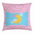 thumbnail image 1 of Sweet Dreams Throw Pillow Cushion Cover, Pink Starry Backdrop with Open Window and Sleeping Moon in Sky, Decorative Square Accent Pillow Case, 20 X 20 Inches, Pink Yellow and Pale Blue, by Ambesonne, 1 of 2