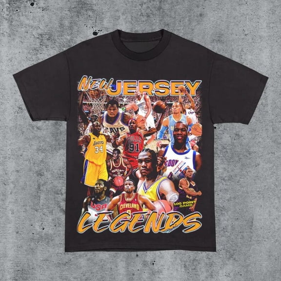 Vintage 90s NJ Basketball Legends Shirt Retro Classic Graphic Tee Bootleg Bestseller Unisex Sport Gift