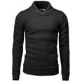 thumbnail image 2 of Mens Casual Slim Fit Knitted Pullover Sweaters Shawl Collar Solid Patterned Long Sleeve (CMOSWL077), 2 of 6