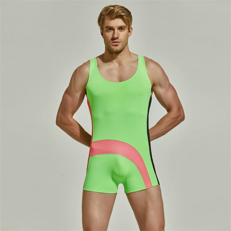 Sodopo Mens Swimsuit Male One Piece Swimwear for Men and Boys Quick Dry Surfing Bathing Suit Short Sleeves Beach Shorts for Sun Protection