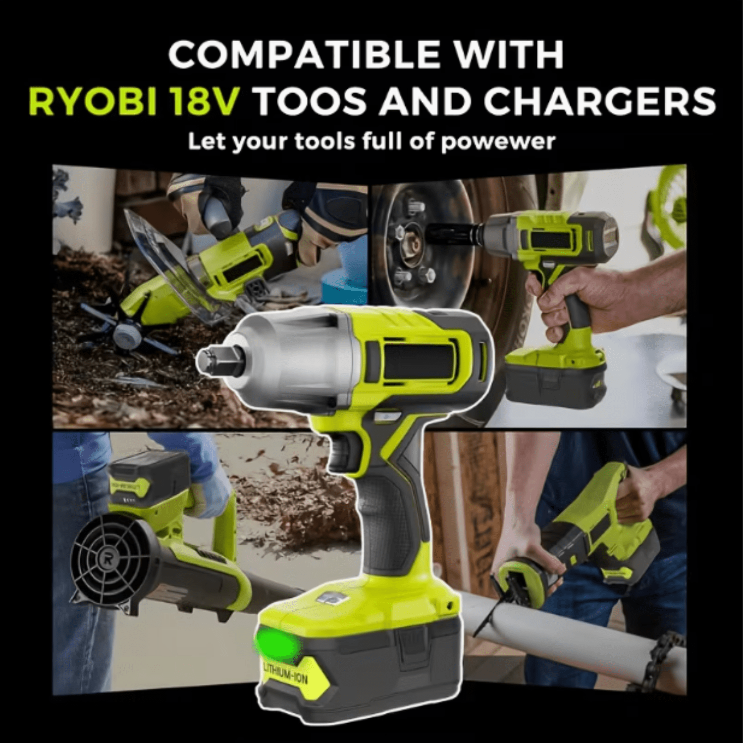 2-Pack Upgrade 18V 5.0Ah Replacement Battery for Ryobi ONE+ Plus 18V Lithium-Ion Battery P102 P104 P105 P106 P108 P107 P109 for Cordless Power Tools