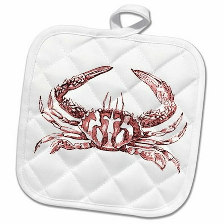 

3dRose Crab Drawing Nautical Beach Sea Ocean theme Vintage Art Pot Holder