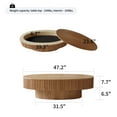 thumbnail image 4 of Noble House Leigh 47" Oval Coffee Table with Hidden Storage, Solid Wood Veneer Fluted Accent Tea Table, Natural, 4 of 13