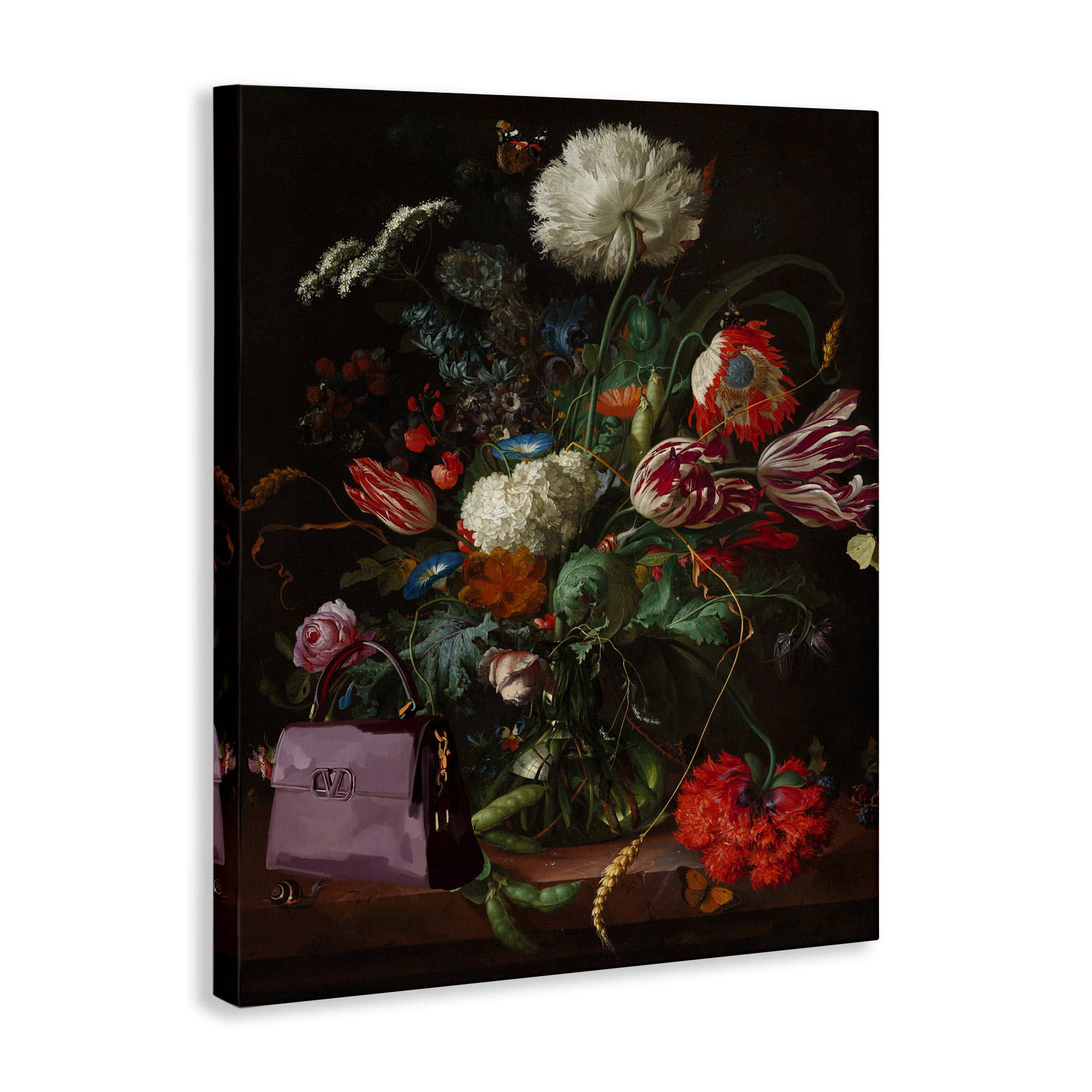 Stupell Industries Glam Vintage Bouquet Botanical & Floral Painting Gallery Wrapped Canvas Art Print Wall Art, 16 x 20