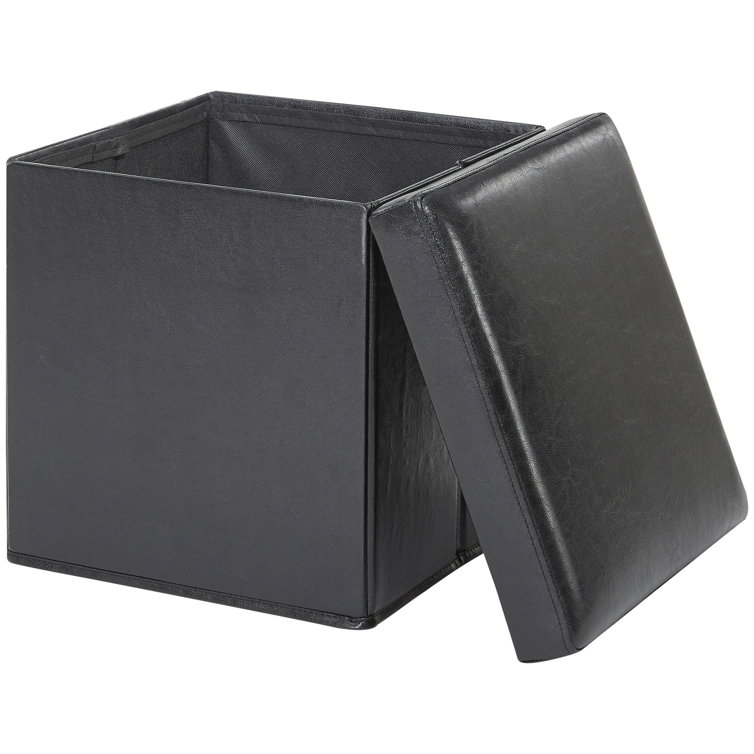 Mainstays Collapsible Storage Ottoman, Black