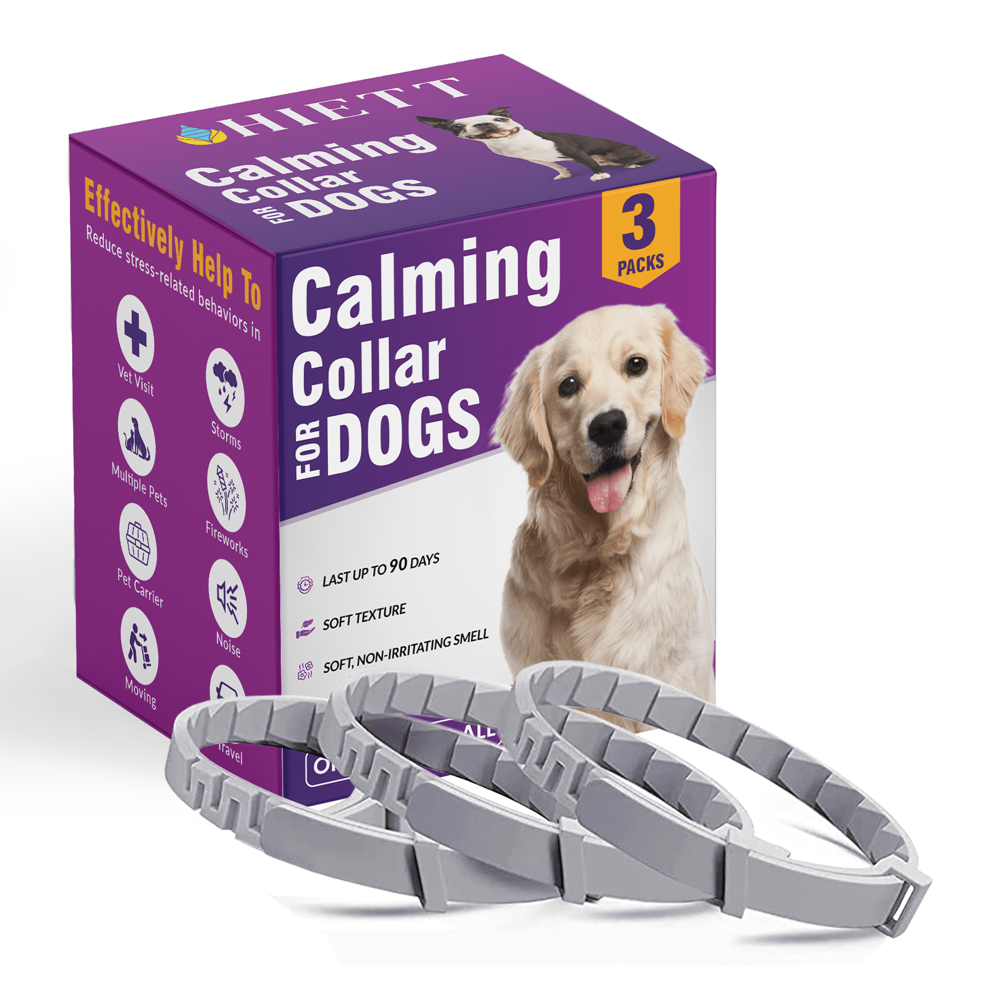 Calming Collar for Dogs 3 Pack Lasts 90 Days Adjustable 100 Natural