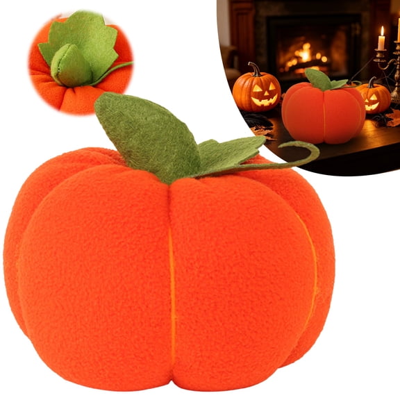 YLOHUIL Plush Velvet Pumpkin Decor, Soft Fleece Pumpkin Ornament for Fall, Thanksgiving Halloween Table Centerpiece Mantel Shelf Decoration