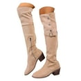 thumbnail image 3 of Leozcaa Women's Thigh High Boot Chunky Heel Women Pointed Toe Over The Knee Boots Suede Fall Winter Boots, 3 of 9
