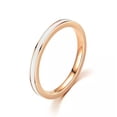 thumbnail image 3 of EOEMY 2mm Titanium Steel Tail Ring Silver/Rose Gold Women White/Black Size 6-11, 3 of 8