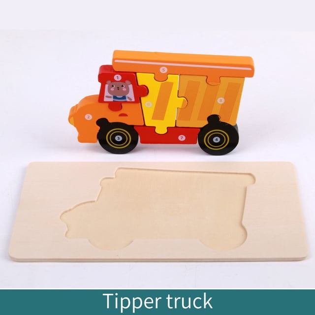 Juguetes educativos cognitivos de madera para educación temprana para niños, rompecabezas estéreo 3D con formas de animales de madera que se acumulan y combinan