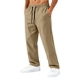 thumbnail image 2 of Men Baggy Sweatpants Quick-Dry Wide Leg Chino Pants Loose Fit Fashion Casual Drawstring Elastic Waist Pant with Pockets S, 2 of 8