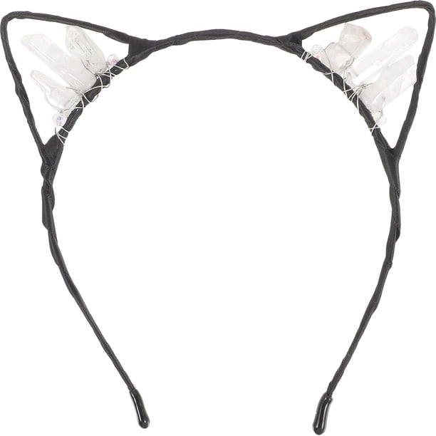 KAKOWELY Diadema con orejas de gato para mujer, diadema de cristal con orejas de animal, tocado para cosplay