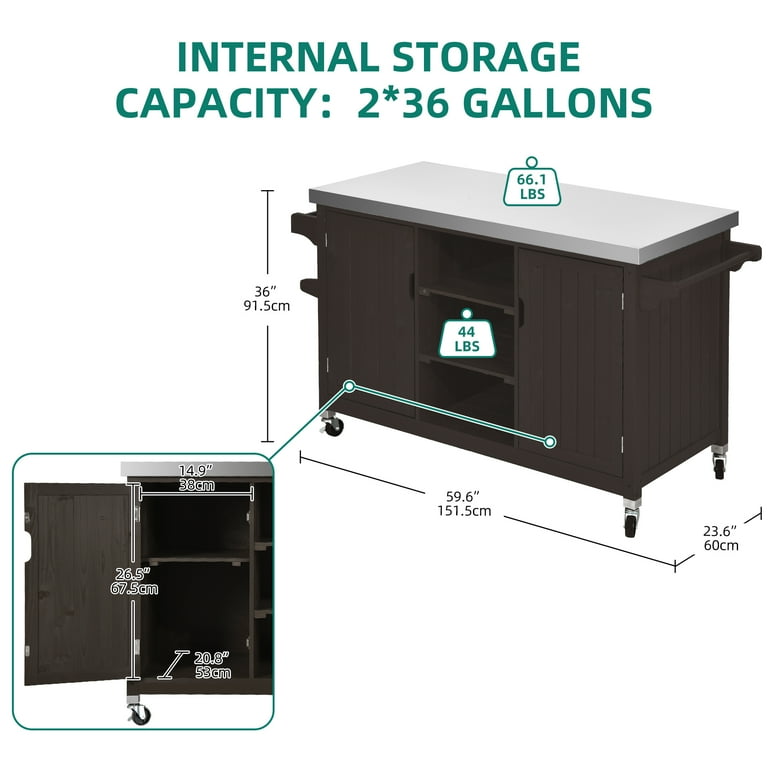 Dextrus XL Solid Wood Outdoor Storage Cabinet - Versatile Movable