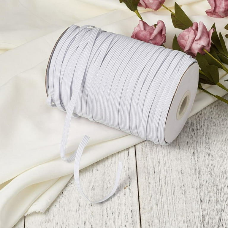 100 Yards Length 1/8 Inch Width Braided Elastic Band White Elastic Cord  Heavy Stretch High Elasticity Knit Elastic Band for Sewing Crafts DIY,  Mask