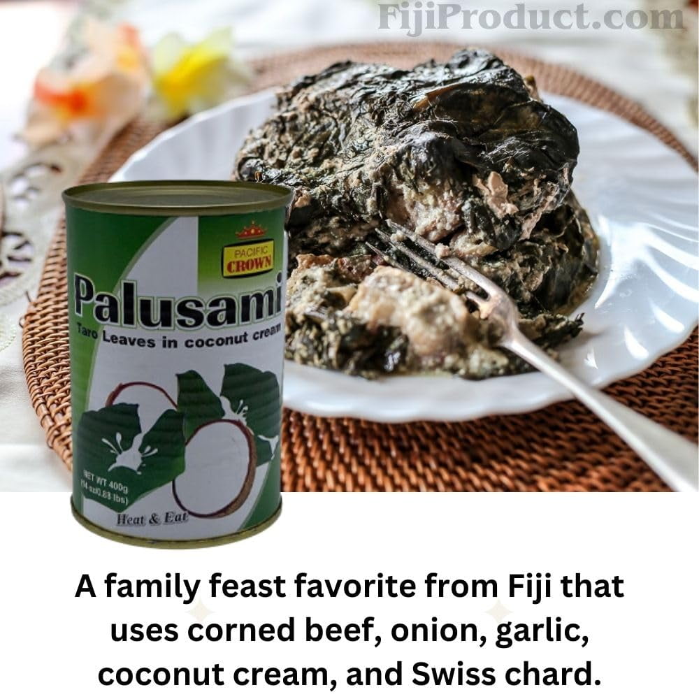 Palusami - (Pack Of 3 x 400g Can) A Taro Leaves in Coconut Cream, Tasty Meal - Heat & Eat Imported from Fiji