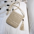 thumbnail image 5 of Bolso de paja ZHAOCHENG estilo bohemio hecho a mano con bandolera y cremallera, 5 of 5