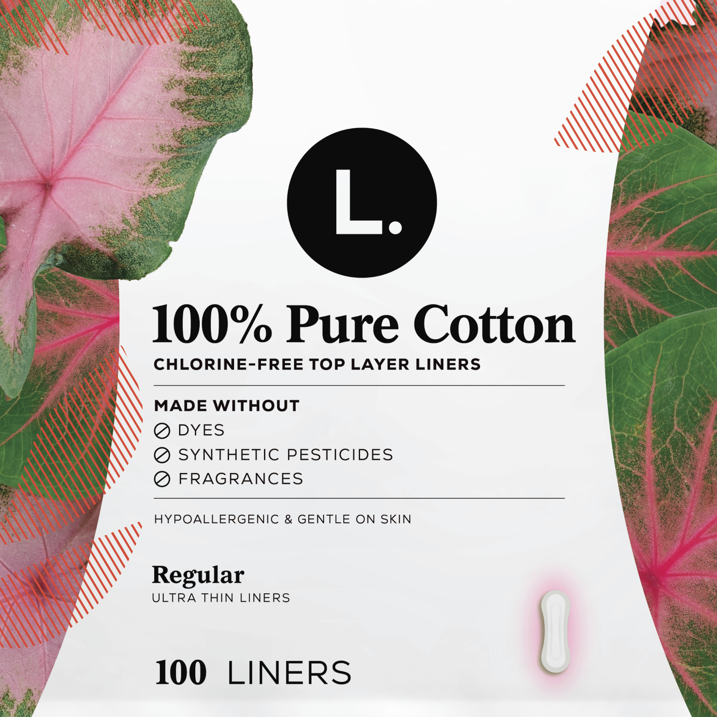 L. Ultra Thin Liners for Women, Regular, 100% Pure Cotton Top Layer 100 Ct - image 5 of 10