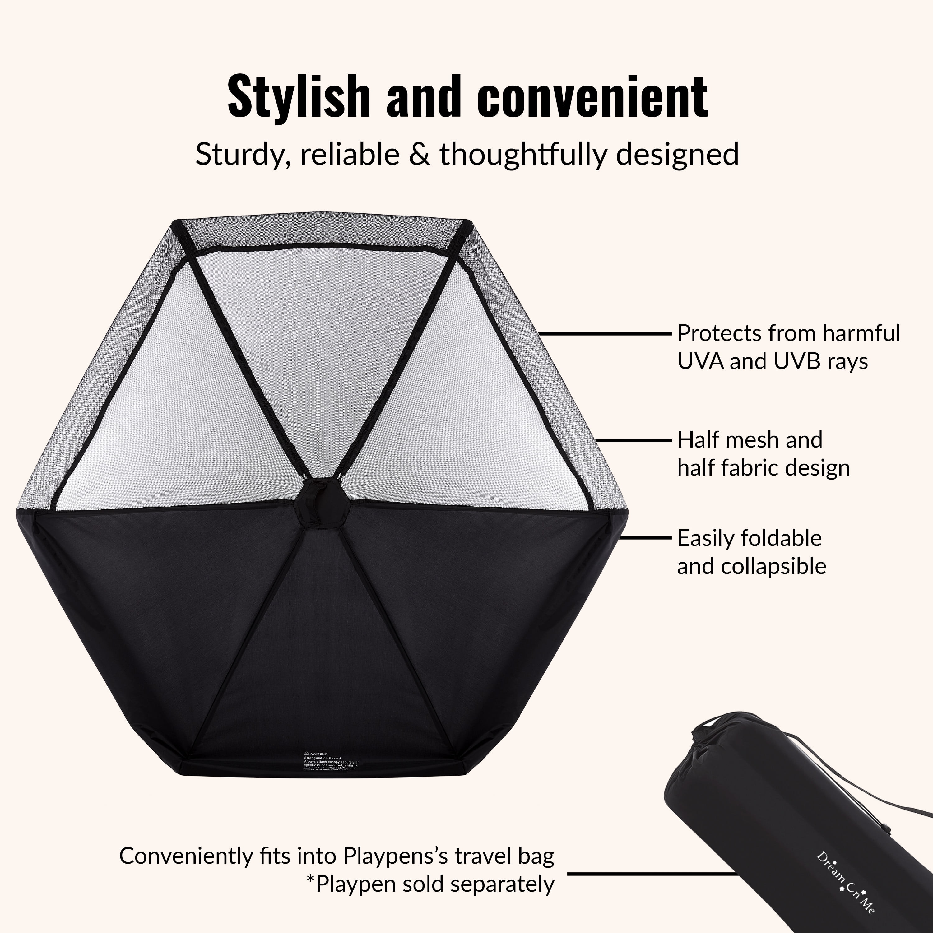 Dream On Me Onyx Canopy, Black