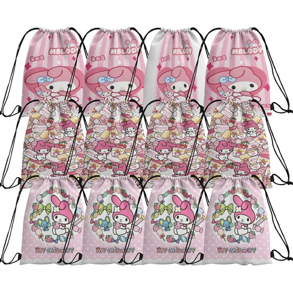 12 Packs Drawstring Bag, Reusable Non-Woven Gift Backpacks Goodie Favor Bags for TV show fans Birthday Party Decorations