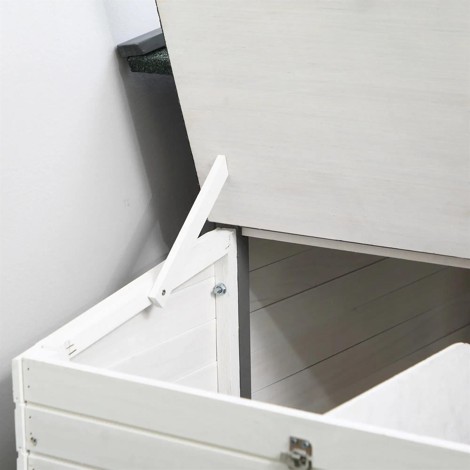 Pefilos 77" Chicken Coop Rabbit Hutch, Outdoor Wooden Poultry Cage Hen House with Nesting Box, Enclosed Run, Removable Tray for Garden Backyard, Gray