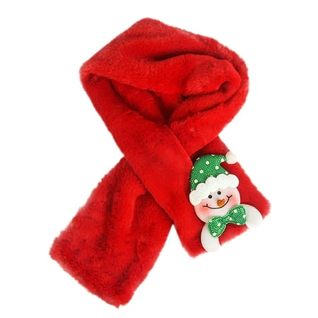 

Takeoutsome Children Cartoon Snowman Santa Shawl Wrap Scarf Cartoon Pendant Bib Scarf