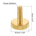 thumbnail image 2 of Tornillos de pulgar estriados M3x9mm de Uxcell, pernos de latón planos, botones de agarre, sujetadores para lámparas retro, paquete de 5, 2 of 7
