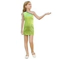 thumbnail image 1 of HXWCHs Robe Imprimée Filles Robe à Paillettes Scintillantes Ourlet Asymétrique Col Rond Sans Manches Tenue de Fête Élégante Tenue Décontractée Vert 6-7ans, 1 of 4