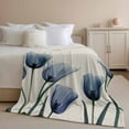 thumbnail image 3 of Spring Floral Flannel Throw Blanket for Couch,Lightweight Fleece Soft Cozy Bed Blankets for Boys Girls Adults Kids,Blue Tulip Summer Botanical Rustic All Season Personalized Car Blanket 30 x 40 Inch, 3 of 9