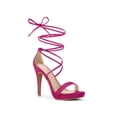 thumbnail image 1 of BLISSFUL STEP Sandales pour Femmes Talons Aiguilles Talons Plateforme Sandales à Lacets Rose Vif 7, 1 of 7