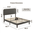 thumbnail image 5 of Aiho Queen Size Bed Frame, Upholstered Platform Bed Frame with Sturdy Metal Frame, Noise-Free, No Box Spring Needed, Easy Assembly -, 5 of 11