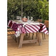 thumbnail image 2 of Outdoor Tablecloth with Umbrella Hole and Zipper, Valentine's Day Rectangle Table Cloth 60x84 Inch Waterproof Tablecloth, Pink Strip Love Hearts Rustic Burlap Picnic Table Cover for Patio Camping, 2 of 7