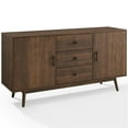 thumbnail image 1 of Pemberly Row Buffet Bahut de Style Mi-Siècle en Bois à 3 Tiroirs, Brun, 1 of 16