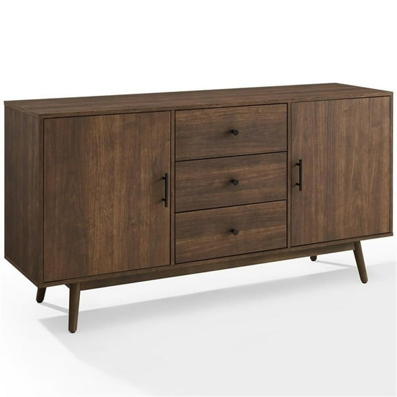 Pemberly Row 3-Drawer Mid-Century Wood Sideboard Buffet Cabinet in Brown